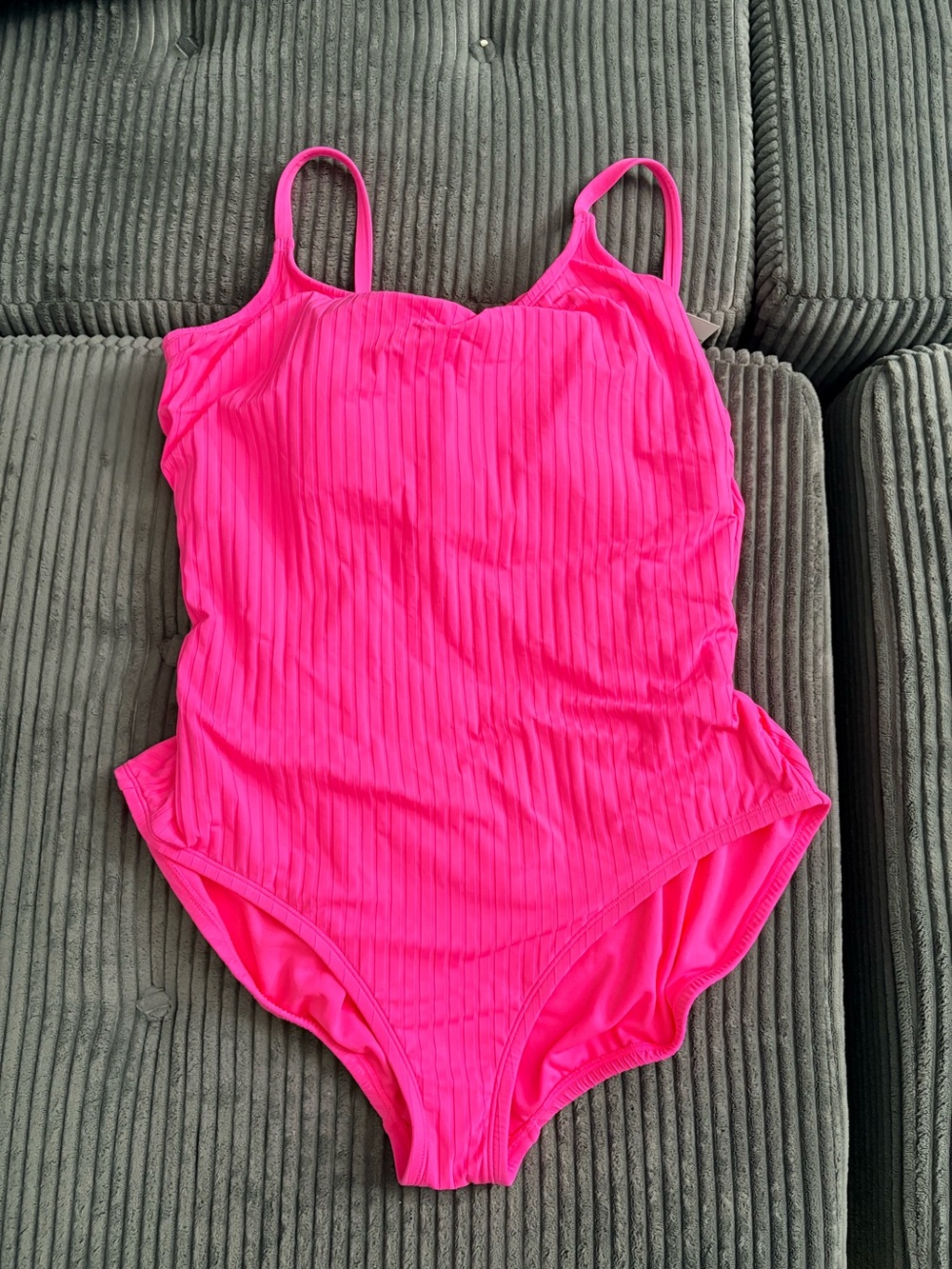 Womens Hot Pink Ribbed One-Piece Swimsuit 2x